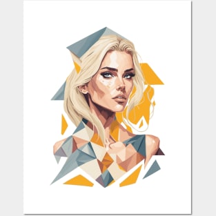 Geometric Blonde woman Posters and Art